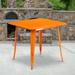 BizChair Commercial Grade 31.5 Square Orange Metal Indoor-Outdoor Table