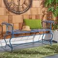 SAFAVIEH Brielle Outdoor Patio Traditional Garden Bench Antique Blue