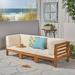 Frankie Outdoor Acacia Wood Sectional Sofa with Cushions Teak Beige