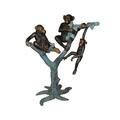 Four Monkeys On A Tree Bronze Statue - Size: 35 L x 61 W x 80 H.