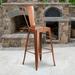 BizChair Commercial Grade 30 High Copper Metal Indoor-Outdoor Barstool with Back