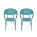 Isaac Outdoor Modern Iron Dining Chair Set of 2 Matte Teal