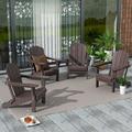 Westintrends 4 Pcs Outdoor Folding HDPE Adirondack Patio Chairs Weather Resistant Dark Brown