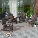 Westintrends 4 Pcs Outdoor Folding HDPE Adirondack Patio Chairs Weather Resistant Dark Brown