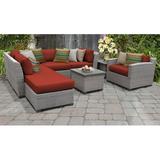 TK Classics Florence Wicker 8 Piece Patio Conversation Set with End Table and 2 Sets of Cushion Covers