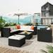 Clearance! 8 Piece Patio Outdoor Furniture Set PE Rattan Sectional Sofa Set with Tea Table Ottoman & Washable Cushions All-Weather Wicker Conversation Couch Set for Patio Deck Garden Backyard