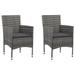 Dcenta 2 Piece Garden Chairs Gray Poly Rattan Outdoor Dining Chair for Patio Backyard Lawn Balcony Dining Room Outdoor Furniture 20.5 x 22.4 x 33.1 Inches (W x D x H)