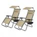 New 2 PCS Zero Gravity Chair Lounge Patio Chairs with canopy Cup Holder 1