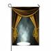 ABPHQTO Theater Stage Golden Curtains Three Spotlights Smoke Home Outdoor Garden Flag House Banner Size 28x40 Inch