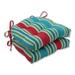 Set of 2 Blue and Green Striped Outdoor Patio Tufted Reversible Chair Pads 16