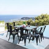 Vineego 9 Pieces Patio Dining Sets Outdoor Dining Table and Metal Dining Chairs(Black)