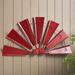 Glitzhome Farmhouse Rustic Wind Spinner Wall Decor Fan Red 32 x 16