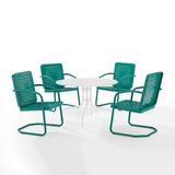 Crosley Furniture Bates 5 Piece Metal Outdoor Dining Set in Turquoise Gloss