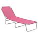 Anself Folding Sun Lounger Backrest Adjustable Fabric Reclining Chaise Lounge Chair Pink for Outdoor Patio Poolside Balcony Beach Garden 74.4 x 22.8 x 10.6 Inches (L x W x H)