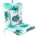 Jordan Manufacturing 38 x 21 Gardenia Seaglass Blue Floral Rectangular Outdoor Wrought Iron Chair Cushion with Ties and Hanger Loop