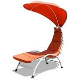 Topbuy Patio Chaise Chaise Lounge Chair with Canopy Cushioned Canopy Lounger Orange