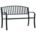 Anself Metal Garden Bench Patio Porch Chair with Curved Armrest Steel Frame Outdoor Bench Black for Backyard Balcony Lawn Furniture 49.2 x 20.9 x 32.3 Inches (W x D x H)