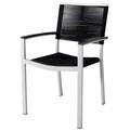 Source Furniture Fiji Aluminum Frame Patio Dining Arm Chair in Black Rope