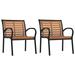 vidaXL Patio Chairs 2 Pcs Outdoor Dining Chair with Metal Frame Steel and WPC