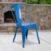 BizChair Commercial Grade 4 Pack Blue Metal Indoor-Outdoor Stackable Chair