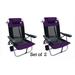 Outdoor Spectator Multi-Position Flat Folding Mesh Ultralight Beach Chair (2-Pack) - Purple