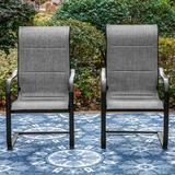 MF Studio 2 Pieces C Spring Outdoor Patio Dining Chairs with Padded Seat and Back Black&Gray