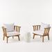 Noble House Palmo 3 Piece Outdoor Wood Conversation Set in Teak and White