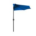 WestinTrends Lanai 9 Ft Outdoor Patio Half Umbrella Small Grill Deck Porch Balcony Shade Umbrella with Crank Royal Blue