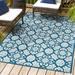 Gallia Tile Trellis High-Low Light Gray/Blue 4 ft. x 6 ft. Indoor/Outdoor Area Rug