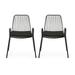 Lovelee Outdoor Modern Iron Club Chair with Cushion Set of 2 Matte Black and Black