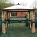 Garden Winds Replacement Canopy Top and Side Mosquito Netting Set for DC America Column Gazebo - Riplock 350 - BEIGE