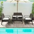 SalonMore Outdoor Wicker Rattan Conversation Set Loveseat Chair and Table Set Black