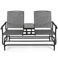 Patiojoy Gray Patio Loveseat Rocking 2 Person Outdoor Double Glider Chair With Center Table