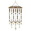 DecMode 26 Brown Wood Butterfly Windchime with Beads and Cone Bells