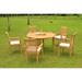 Grade-A Teak Dining Set: 5 Seater 6 Pc: 52 Round Table And 5 Mas Stacking Arm Chairs Outdoor Patio WholesaleTeak #WMDSMSv