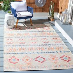 Safavieh Summer Donella Outdoor Boho Distressed Area Rug Ivory/Red 6 6 x 9 4