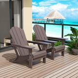 Westintrends 2 Pcs Outdoor Folding HDPE Adirondack Patio Chairs Weather Resistant Dark Brown