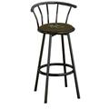 The Furniture King Bar Stool 29 Tall Black Metal Finish with an Outdoor Adventure Themed Decal (Fishing Green - Brown)