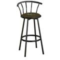 The Furniture King Bar Stool Black Metal with an Outdoor Adventure Themed Decal (Fishing Green - Brown)