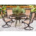 Hanover Monaco 5-Piece Aluminum Outdoor Patio Dining Set with Swivel Rockers and Table Seats 4