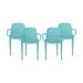 Noble House Gardenia Plastic Stacking Patio Dining Arm Chair in Teal (Set of 4)