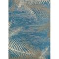 Couristan 5.25 x 7.5 Blue and Beige Tropical Palms Rectangular Outdoor Area Throw Rug