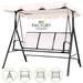 Geniqua Outdoor Canopy Swing Patio Chair Lounge 3-Person Seat Hammock Porch Bench Beige