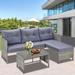 3 Pieces Patio Furniture Sectional Set Outdoor Furniture Set with Two-Seater Sofa Lounge Sofa Table & Cushion PE Rattan Wicker Bistro Set Conversation Set for Garden Backyard