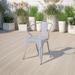 BizChair Commercial Grade Silver Metal Indoor-Outdoor Chair with Arms