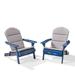 Ariel Outdoor Acacia Wood Folding Adirondack Chairs with Cushions (Set of 2) Navy Blue and Gray