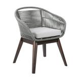 Tutti Frutti Indoor Outdoor Dining Chair in Dark Eucalyptus Wood with Gray Rope and Cushion