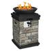 Costway Patio Propane Burning Fire Bowl Column W/ Lava Rocks & Cover 40 000 BTU