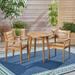 Jaxson Outdoor 3 Piece Acacia Wood Bistro Set with Straight Legged Table Teak