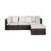 4-Piece Outdoor Patio Sofa Sectional with Back Cushions Brown/White